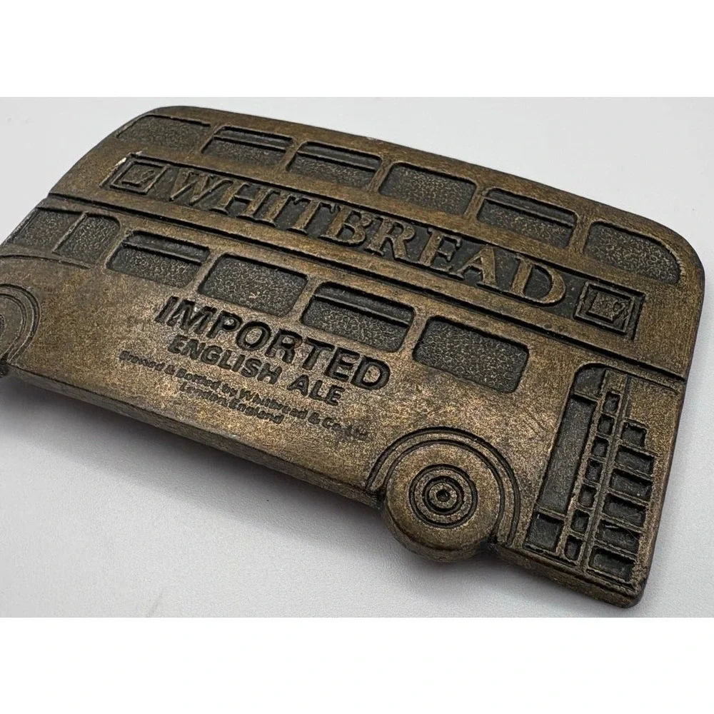 Vintage Whitbread English‎ Ale Double-Decker Bus Belt Buckle Rare Collectible
